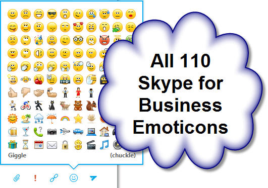 full list of skype for business emoticons