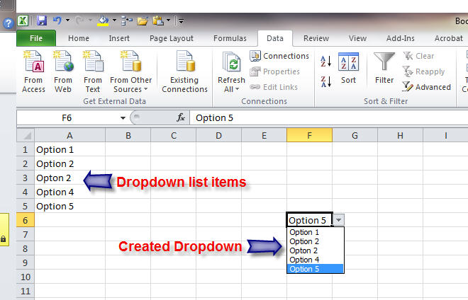 Adding Drop Down List In Excel