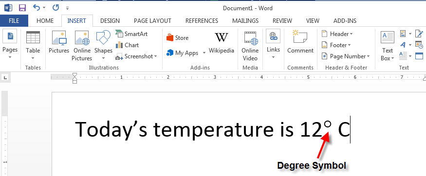 how to add degree symbol in word mac