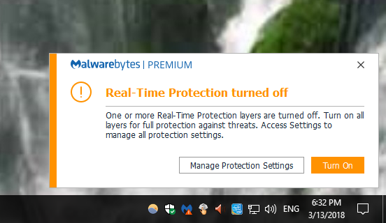 turn off malwarebytes premium